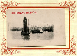 QUIBERON  ** PORT HALIGUEN EN 1900 ** UN THONIER ** PUB CHOCOLAT MASSON ** - Quiberon