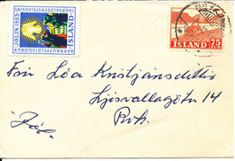 Iceland Cover Sent To Denmark 21-12-1953 Single Franked And With Christmas Seal - Lettres & Documents