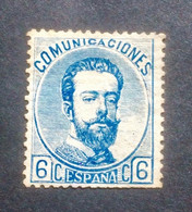 AMADEO I EDIFIL 119 (*)AÑO 1872 - 6 C. AZUL - Unused Stamps