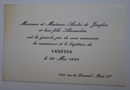 Carte André De JAEGHER 29 Mai 1969 - 148 Rue De LOURMEL Paris XVème 75015 - Naissance & Baptême