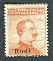 EGEO RODI 1917 20 C. SASSONE N.10 ** MNH - Ägäis (Rodi)