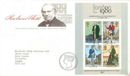 GREAT BRITAIN - 1980 - FDC OF DEATH CENTENARY OF SIR ROWLAND HILL MINIATURE SHEET.. - Universal Mail Stamps