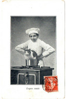 Enfant : Scène : Humour : Enfant Cuisinier Et Chat Dans Une Casserole : Lapin Sauté : Aux Deux Bébés Jh. Dumont - Lyon - Scènes & Paysages