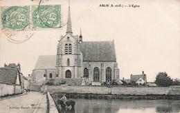 CPA Ablis - L'eglise - Edition Raoult - Homme Sur Un Cheval - Oblitéré à Agnetz En 1910 - Ablis