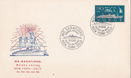 M/S SAGAFJORD Maiden Voyage New York - Oslo Oct 15th - Oct. 24th 1965 - Statue Of Freedom - Cartas & Documentos