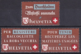 MiNr. 405 - 407 Schweiz1942, 21. März. Altstoffsammlung - Postfrisch/**/MNH - Unused Stamps