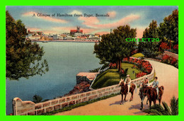 HAMILTON, BERMUDA - A GLIMPSE OF HAMILTON FROM PAGET - YANKEE STORE - ANIMATED WITH HORSES & PEOPLES - - Bermuda