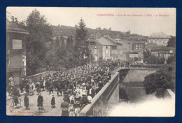 Longuyon. Arrivée Du 9ème Bataillon De Chasseurs à Pied. Fanfare. Mercerie. Pub Chocolat Menier. Ca 1900 - Longuyon