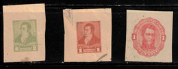 ARGENTINA Three Cut Square Postal Stationery - Used Stamps