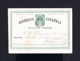 S3581-ESPAÑA-SPAIN.POSTCARD JEREZ To VALENCIA.1874.Tarjeta Postal 1ª REPUBLICA.carte Postale.POSTKARTE.Tarjeta Con G. - Cartas & Documentos