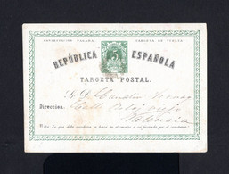 S3581-ESPAÑA-SPAIN.POSTCARD JEREZ To VALENCIA.1874.Tarjeta Postal 1ª REPUBLICA.carte Postale.POSTKARTE.Tarjeta Con G. - Covers & Documents