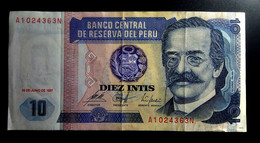 A7  PEROU   BILLETS DU MONDE   PERU BANKNOTES  10  INTIS 1987 - Pérou