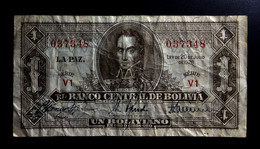 A7  BOLIVIE   BILLETS DU MONDE   BOLIVIA   BANKNOTES  1 BOLIVIANO 1952 - Bolivie