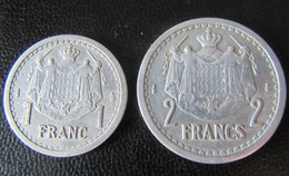 Monaco - 2 Monnaies 1 Franc Et 2 Francs Louis II En Aluminium - SUP - 1922-1949 Louis II