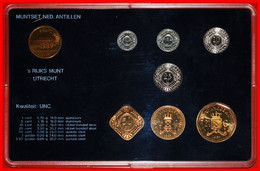 * FDC SET: NETHERLANDS ANTILLES ★ 1 - 2 1/2 - 5-10-25 CENTS 1-2 1/2 GULDEN 1989! UNC MINT LUSTRE★LOW START ★ NO RESERVE! - Antille Olandesi