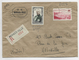 MONACO 50FR+20FR LETTRE REC MEC MONACO 8.III.1949 - Lettres & Documents