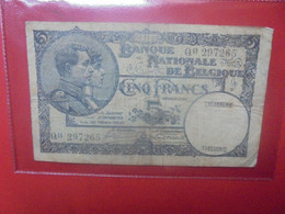 BELGIQUE 5 Francs 1929 Circuler (B.18) - 5 Franchi