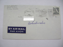 Cover 1958 Rose Valley, Saskatchewan To Czechoslovakia, Nothern Gannet 15c, Air Mail - Lettres & Documents