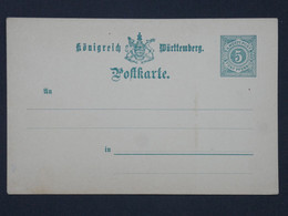 BH17 ALLEMAGNE WUTTENBERG BELLE CARTE  ENTIER   1900  NON VOYAGEE++ - Interi Postali