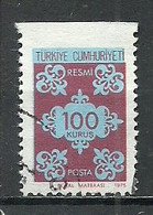 Turkey; 1975 Official Stamp 100 K. ERROR "Imperf. Margin" - Timbres De Service