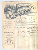 Fabrique De Peignes Et Tous Genres Fonderie De Cuivre Et D'aluminium Paul Malard à Tourcoing Nord Facture 1900 - Kleding & Textiel