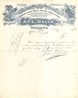 Manufacture De Tirettes, Dentelles Rubans A & L Dalle à Wervicq-Sud Nord Facture 1914 - Straßenhandel Und Kleingewerbe