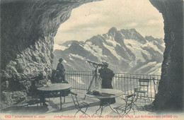 Jungfraubahn Station Eismeer Mit Blick Auf Schreckhorn Telescope Panorama Scenic Switzerland - Horn