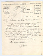Réparations & Fournitures En Tous Genres Mécanique Jacquard François Denis à Charlieu Loire Facture 1914 - Artigianato