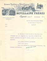 Lisses Textiles & Métalliques Devillaine Frères à Charlieu Loire Facture 1914 - Petits Métiers
