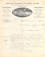 Ecole De Filature Et De Tissage De L'Est à Epinal Vosges Facture 1914 - Kleidung & Textil