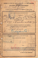 Bulletin D'Affranchissement Petite Vitesse Lyon Croix-Rousse à Petit-Croix Chemins De Fer Du PLM 1900 - Spoorweg