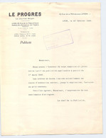 Lettre Et Tarif De La Publicité Du Journal Le Progrès De Lyon Pour 1946 - Stamperia & Cartoleria