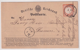 MiNr. 15 Deutsches Reich 1872 Freimarken: Adler Mit Kleinem Brustschild - Postkarte Von Mainz Nach Giesse  (Mängel) - Lettres & Documents