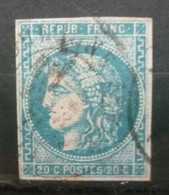 BORDEAUX N°46 Ab 20c Bleu Foncé Oblitéré CàD - 1870 Uitgave Van Bordeaux