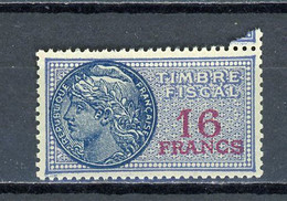 FRANCE - TIMBRE FISCAL À 16 FRANCS ** DATE DU 4-11-53 AU DOS - Stamps
