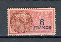 FRANCE - TIMBRE FISCAL À 6 FRANCS ** - Stamps