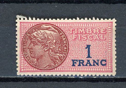 FRANCE - TIMBRE FISCAL À 1 FRANC ** - Stamps