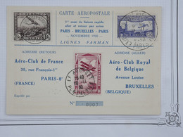 C FRANCE BELLE CARTE RARE 1930 PREMIER VOL PARIS  BELGIQUE BRUXELLES - PARIS + BINATIONAL + VIGNETTE+AFF.MIXTE PLAISANT - 1927-1959 Storia Postale