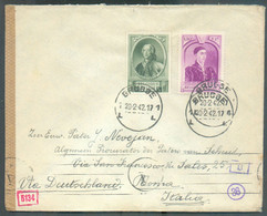 N°574-578 - 35c. CHARLES De LORRAINE + 1Fr.50 PHILIPPE LE BON Obl. Sc BRUGGE 1 Sur Lettre Du 20-2-1942 Vers Rome + Bande - Cartas & Documentos