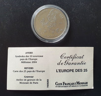 Essai De L’Euro 2004 . L’Europe Des XXV - EN CAPSULE Et Avec Son Certificat - Essais, Piéforts, épreuves & Flans Brunis