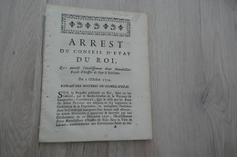 Arrest Du Conseil D'Etat Du Roi 02/10/1759 Autorise L'établissement D'une Manufacture Royale D'étoffe De Soie à Narbonne - Decretos & Leyes