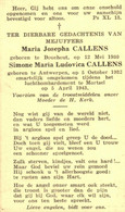 Mortsel Oude-God Luchtbombardement 5/4/1943  St.Lutgardis School Maria En Simone Callens W.O.2 - Santini