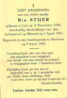 Mortsel Oude-God Luchtbombardement 5/4/1943  St.Vincentius School  Ria Stuer W.O. 2 - Santini