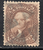 1161.USA.1861-1863 5 C. JEFFERSON,NICE SHADE AND CENTERING,SMALL REPAIRED TEAR UPPER SIDE. - Used Stamps