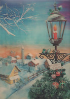 Candle - Houses - Fir - Winter - 3D / Stereoscopique - Cartes Stéréoscopiques