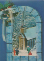 Old Church - Bell - People - Winter - 3D / Stereoscopique - Cartes Stéréoscopiques