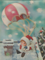 Little Santa Claus - Balloon - 3D / Stereoscopique - Cartes Stéréoscopiques