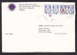 Turkey: Cover To Netherlands, 1980s, 4 Official Service Stamps, 1x Value Overprint, Inflation: 770.- (minor Damage) - Brieven En Documenten