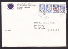 Turkey: Cover To Netherlands, 1980s, 4 Official Service Stamps, 1x Value Overprint, Inflation: 770.- (minor Damage) - Covers & Documents