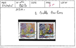 FRANCE ADHESIFS N° 503 OBL 2 BELLES COULEURS - Usados